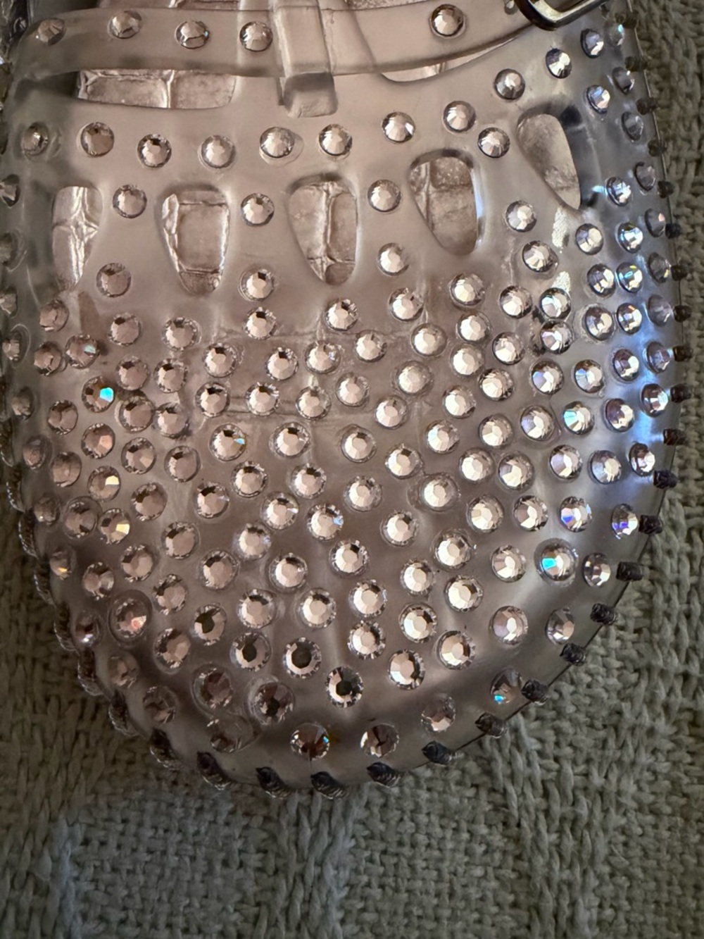 Stuart Weitzman clear jelly slip ons with Crystals on top foot part Size 7 - Picture 10 of 16